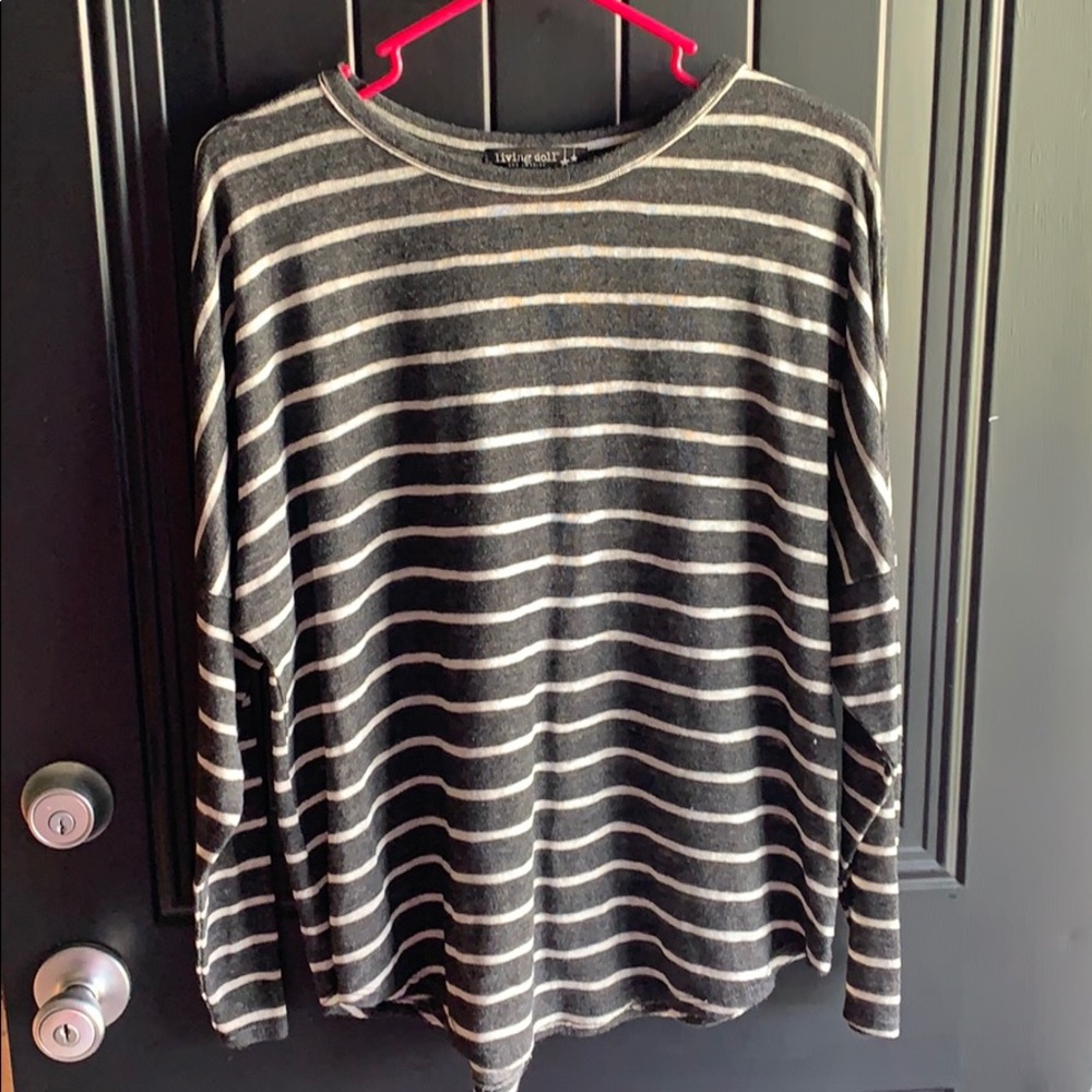 Dark grey and white striped shirt